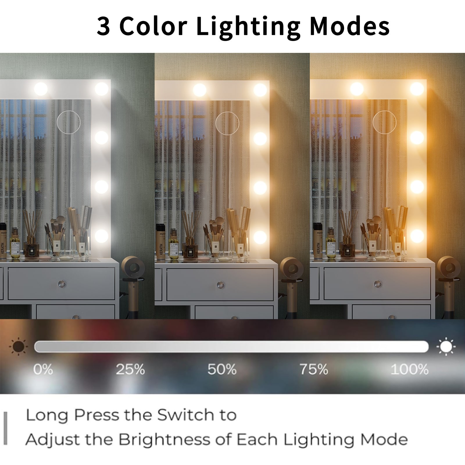 Makeup Vanity with Charging Station, 15 Drawers, HD Mirror, 12 LED Lights