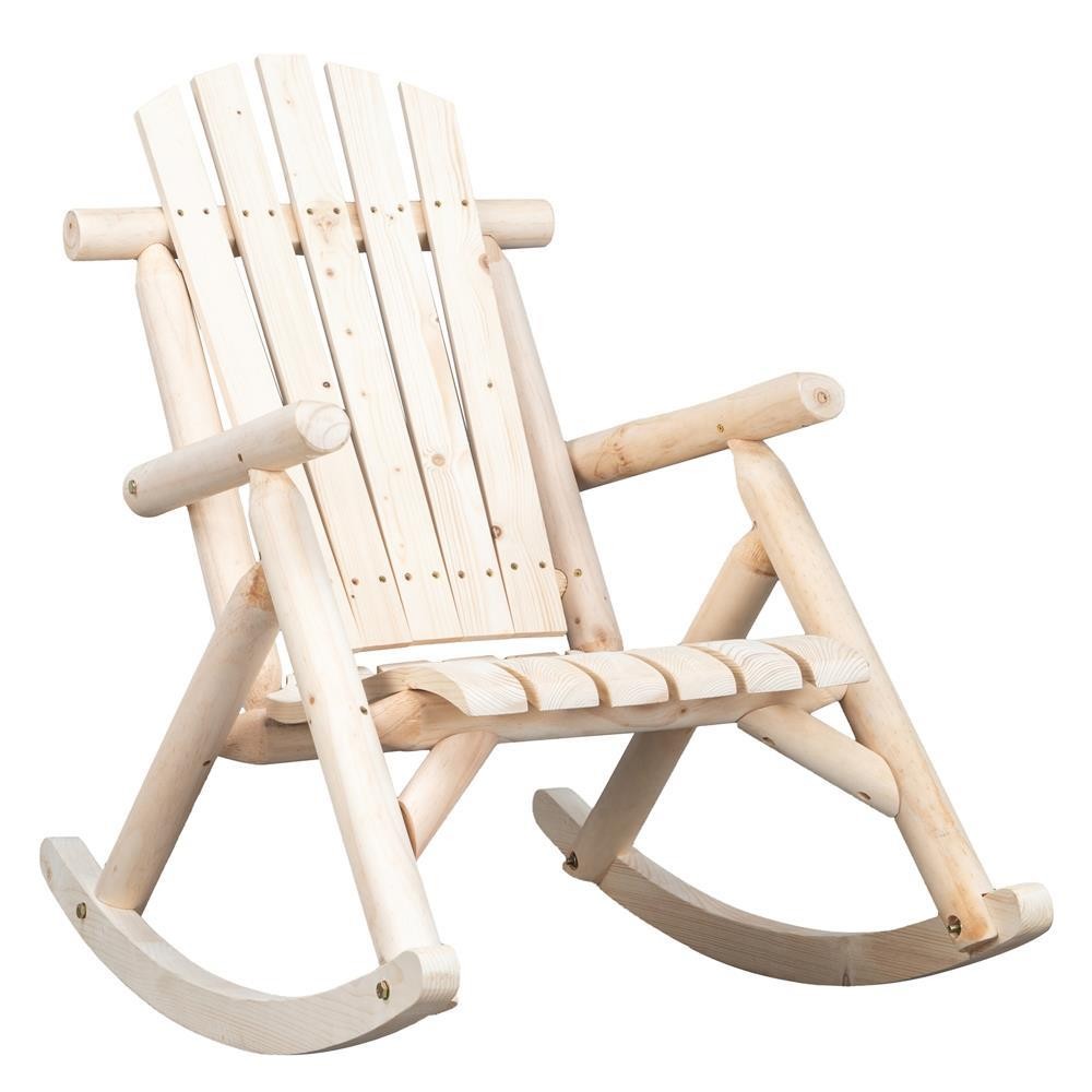 37.2" H Outdoor Rustic Single Rocking Garden Chair Adirondack Patio Chair