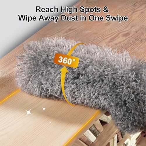 Microfiber Feather Duster 5-in-1 Kit, Dusters for Cleaning, Duster with A Gray