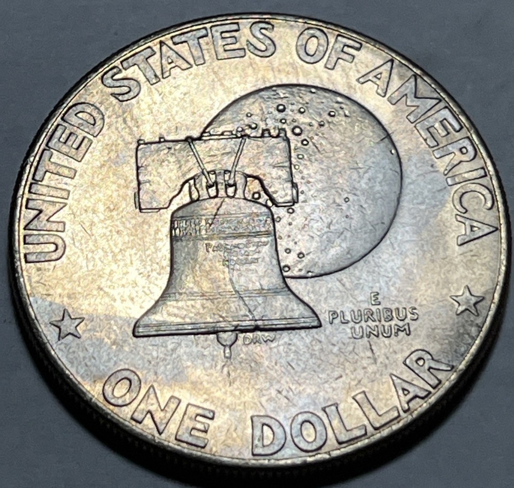 1776-1976 P Eisenhower Dollar Errors Type 1 Die Crack Errors Rainbow Toning UC