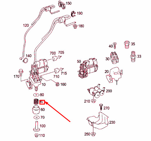 MB ML W164 Air Suspension Compressor Compression Spring A2209930301
