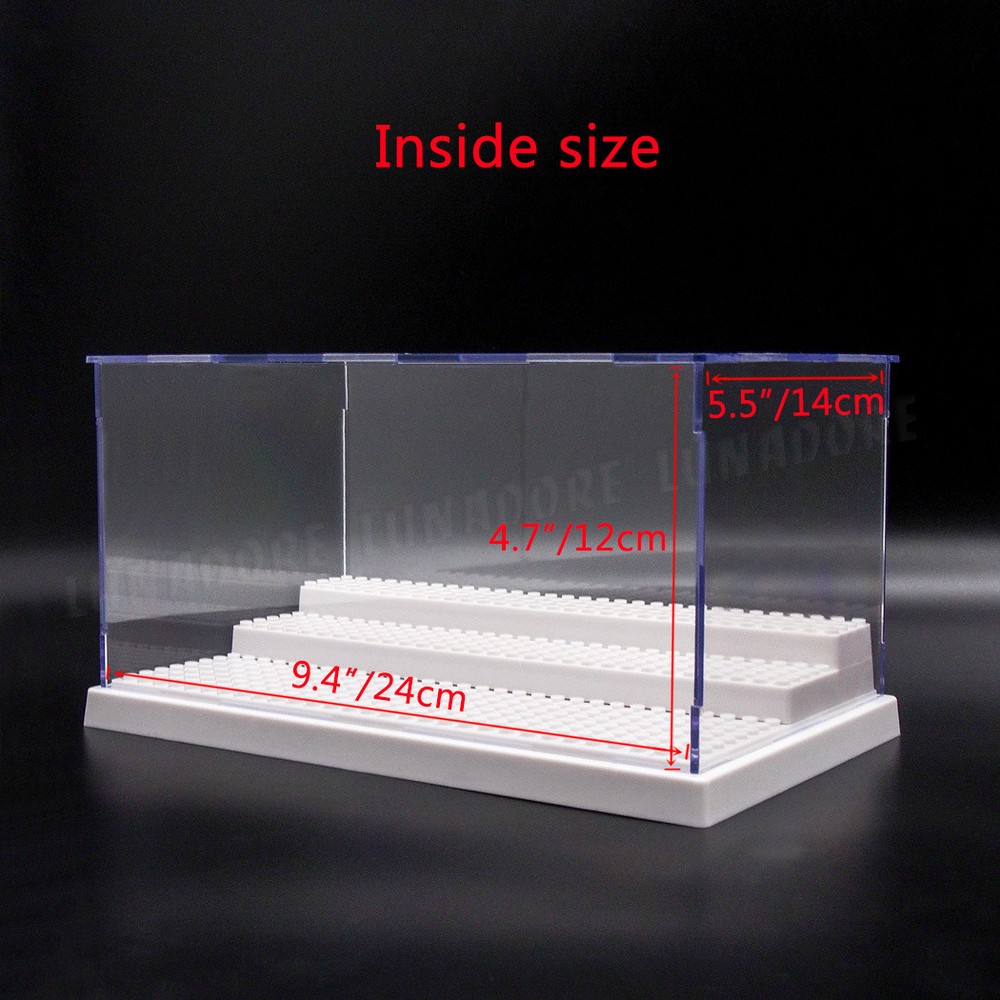 US White 3 Step Acrylic Display Box Plastic for Minifigures Blocks Self-Assemble