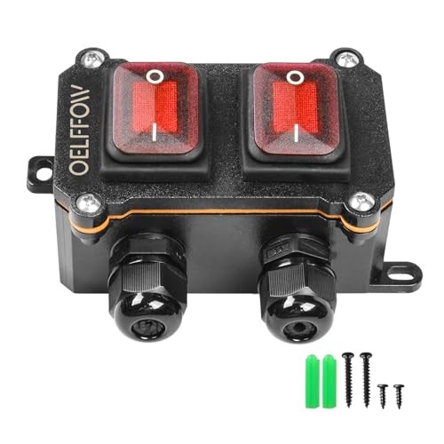 Waterproof On Off Toggle Switch Double Switch/Outlet with Red/2 Switch/2 Outlet