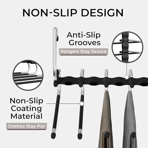 Pants Hangers Space Saving - 2 Pack - Non-Slip Multi-Layer Space Saving