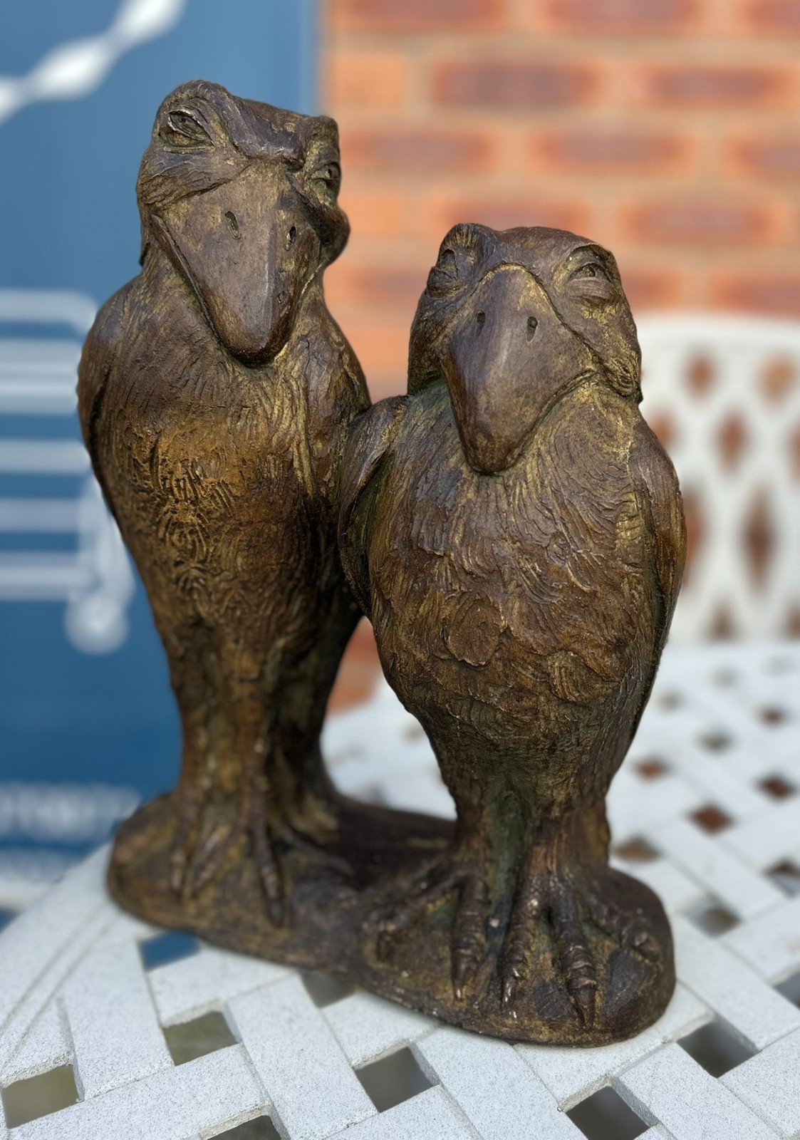Martin Brothers Style Double Wally Bird Stone Garden Statue
