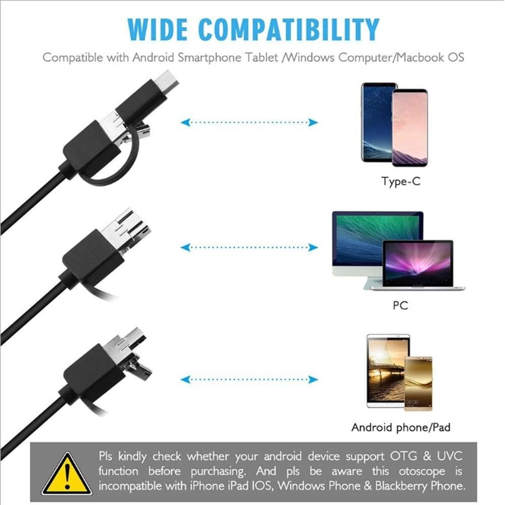HD Snake Pipe Camera - 1.5M USB Endoscope with LED Lights for Android Devices