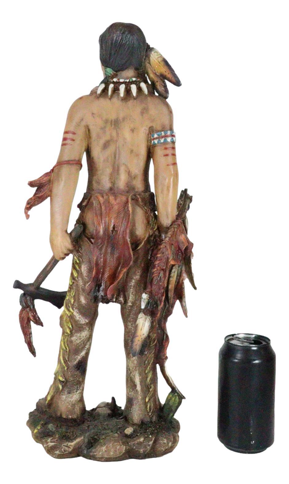 Native American Indian Eagle Warrior Tribal Hero With Axe And Shield Figurine