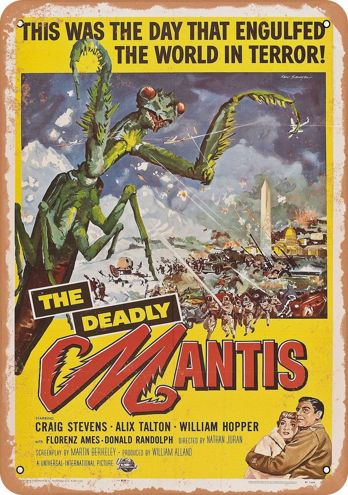 METAL SIGN - Deadly Mantis - (1957) 1 - Vintage Look