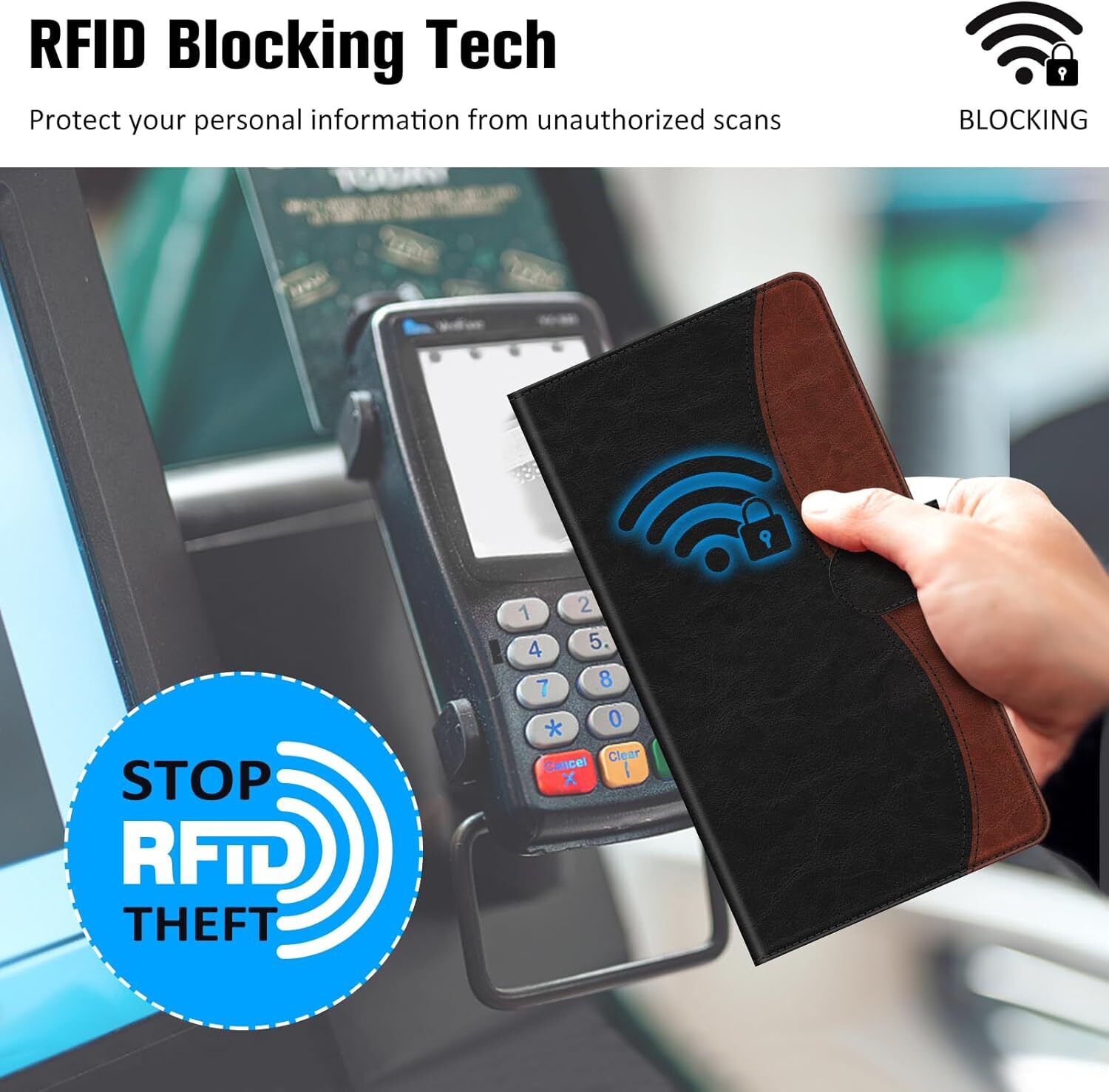 RFID Blocking Checkbook Cover for Personal Checkbook Big Capacity Standard Cover