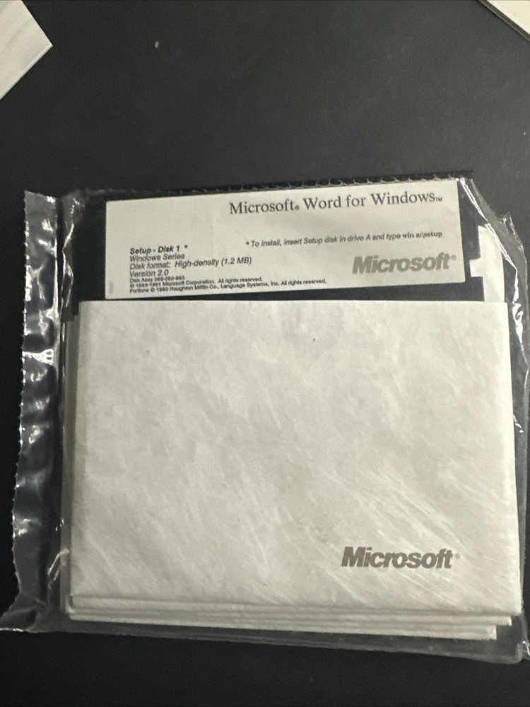 Microsoft Word For Windows 2.0 1991 Complete SealedFloppy 5.25 #R5