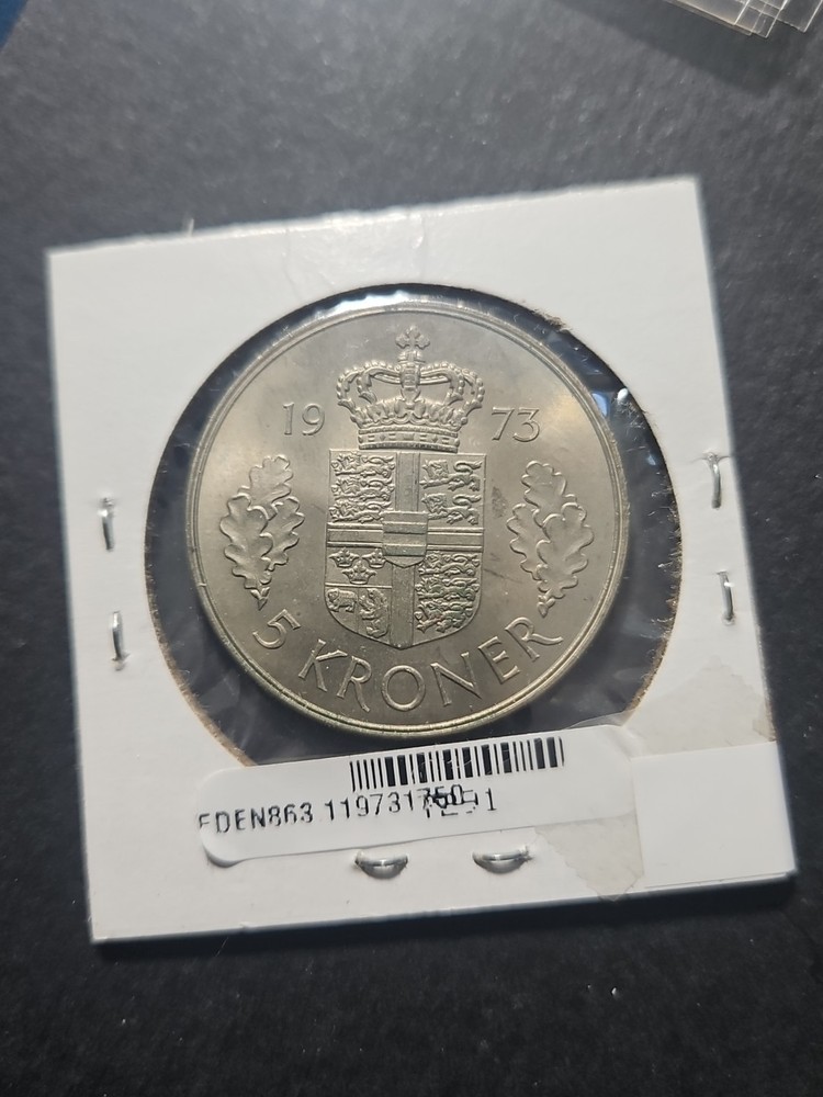 1973 Denmark 5 Kroner Coin (KM. #863)