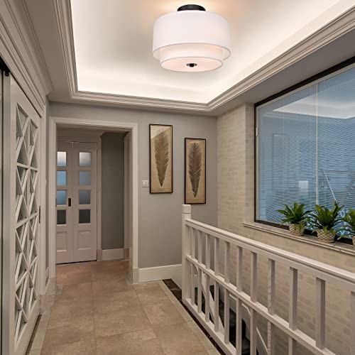 Modern Flush Mount Ceiling Light Fixture - Easric Light 12.6 inches White