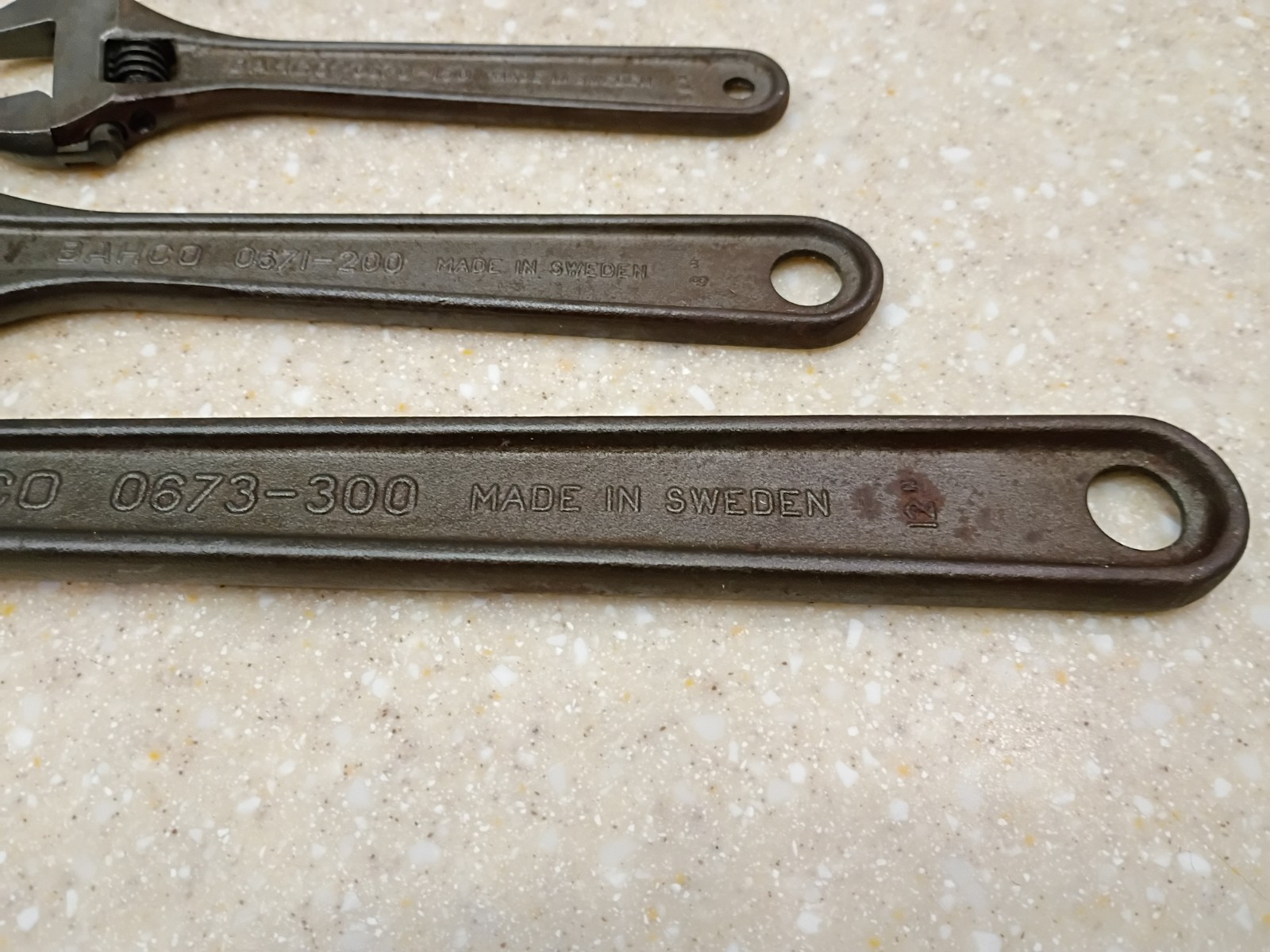 Vintage set of 4 Bahco Sweden Adjustable Wrenches spanner monkey 12" 8" 6" 4"