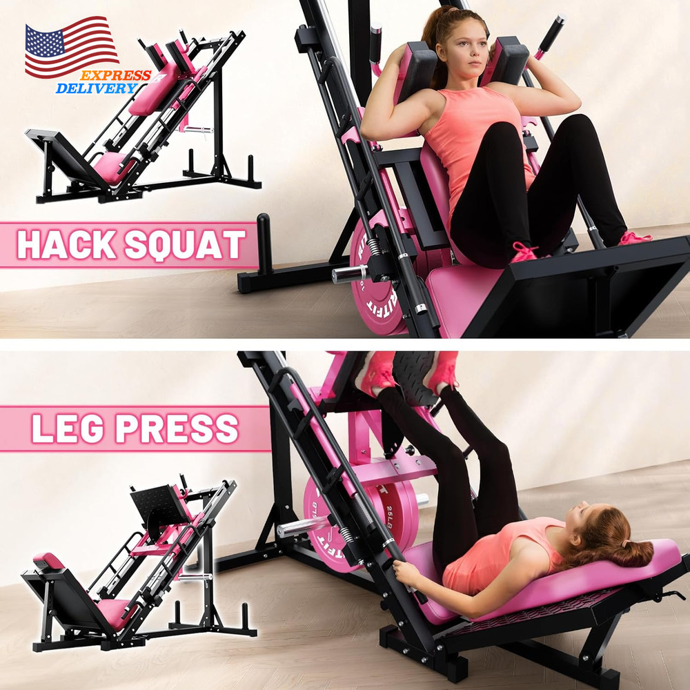 Professional Adjustable Leg Press Machine with Linear Bearing Hack Squat NEW USA