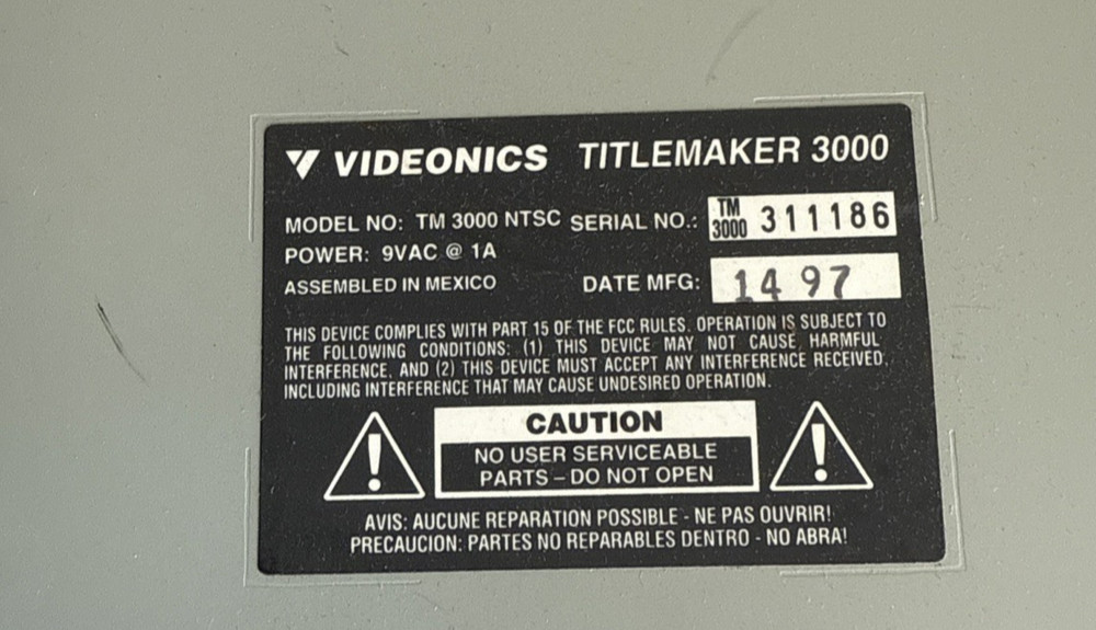 Videonics TitleMaker 3000 Model TM-3000 NTSC
