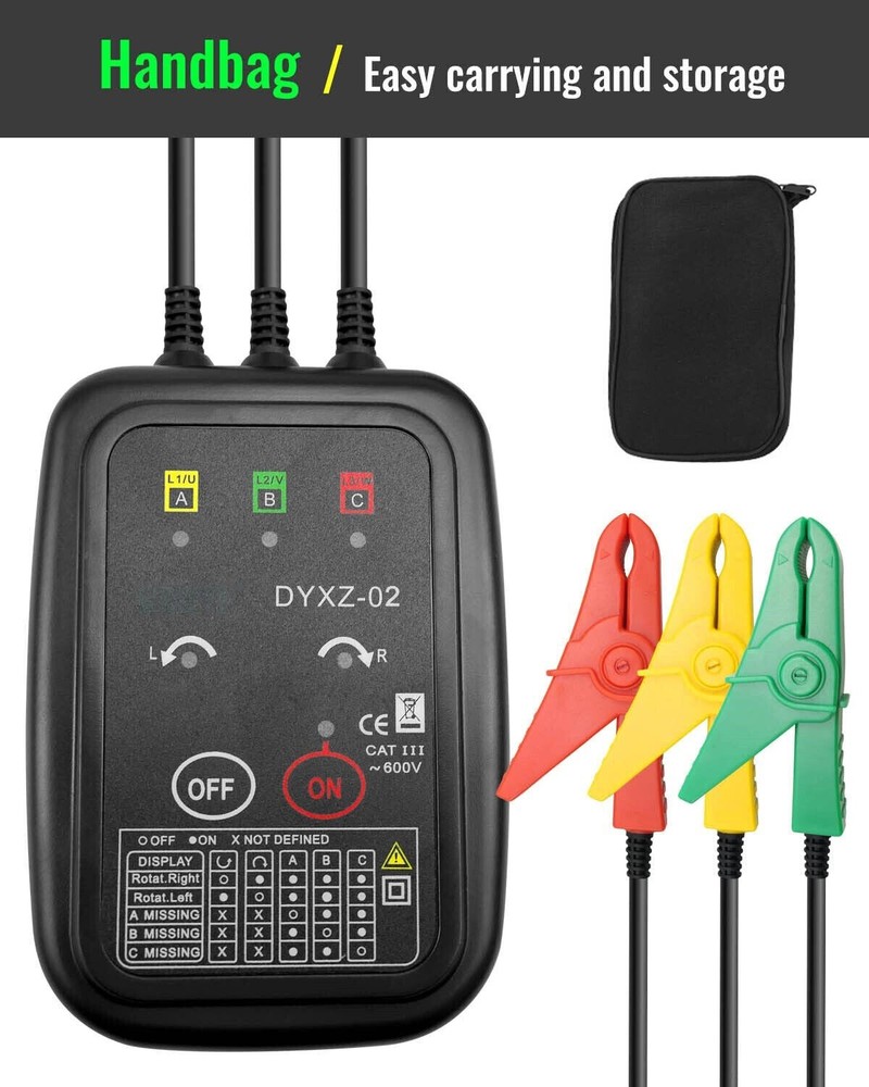 Rotation Meter 3Phase Sequence Detection Circuit Break Live Power Voltage Detect