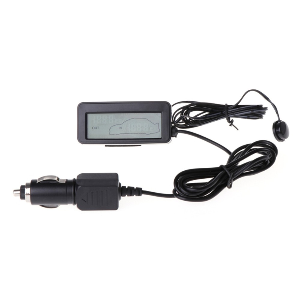 Vehicles Digital LCD Clock Display Indoor Outdoor Car Thermometer Cable Sensor