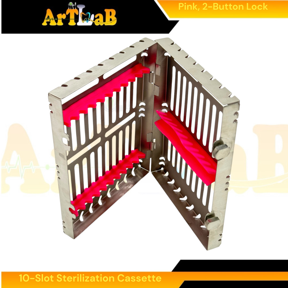 Autoclave Sterilization Boxes for 10 Instruments Each, Detachable, 2-Button (2PK