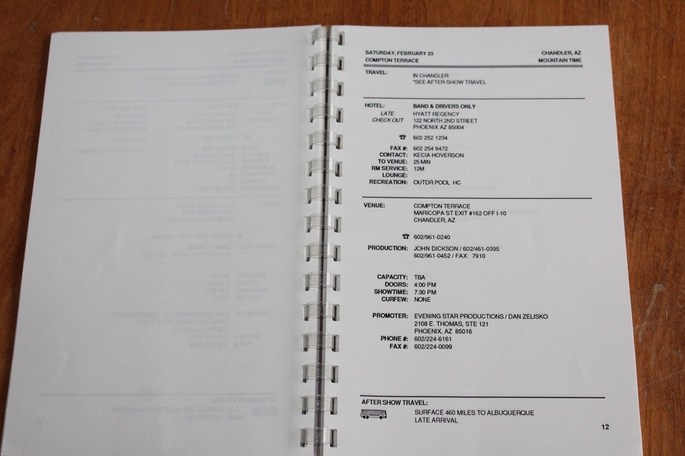 Anthrax - TOUR ITINERARY / North America 1991