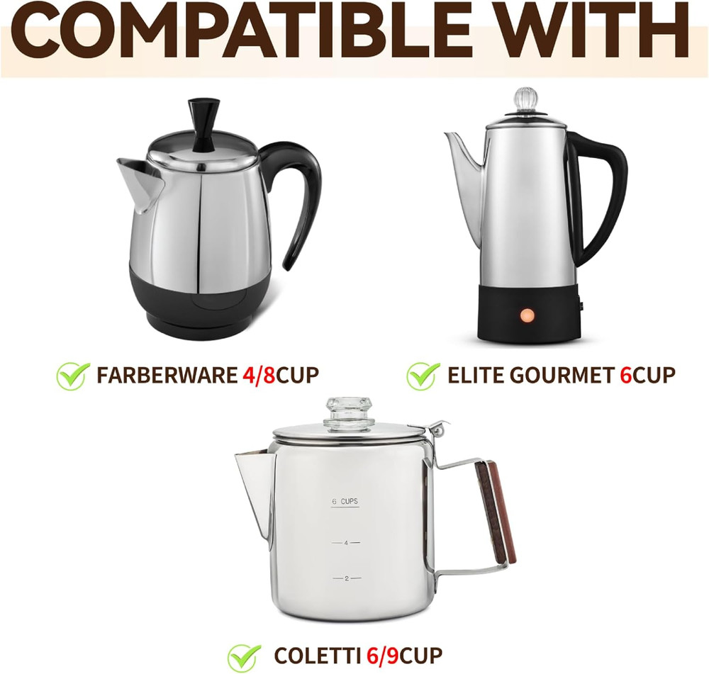 Coffee Filters Compatible with Farberware Coffee Percolator, 150 Pcs Perforated