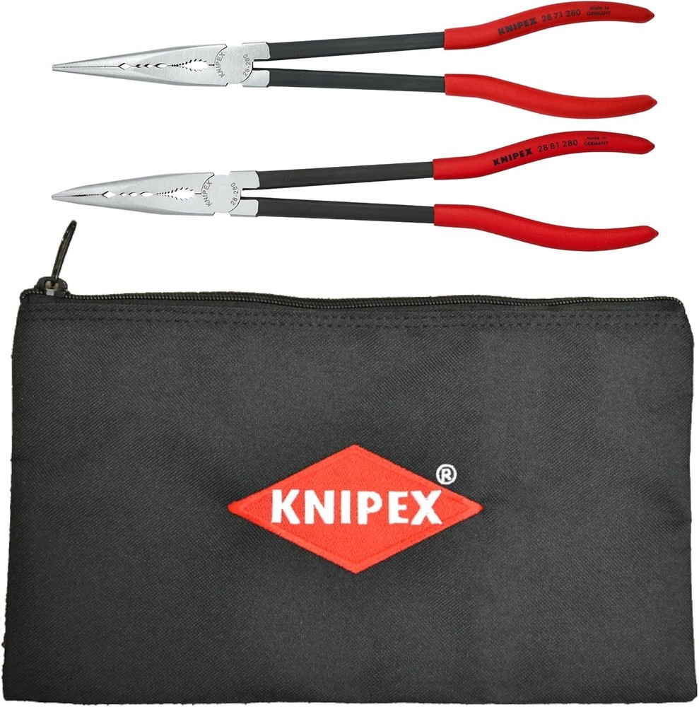 KNIPEX Tools - 2 Piece Extra Long Needle Nose Pliers Set With Keeper Pouch