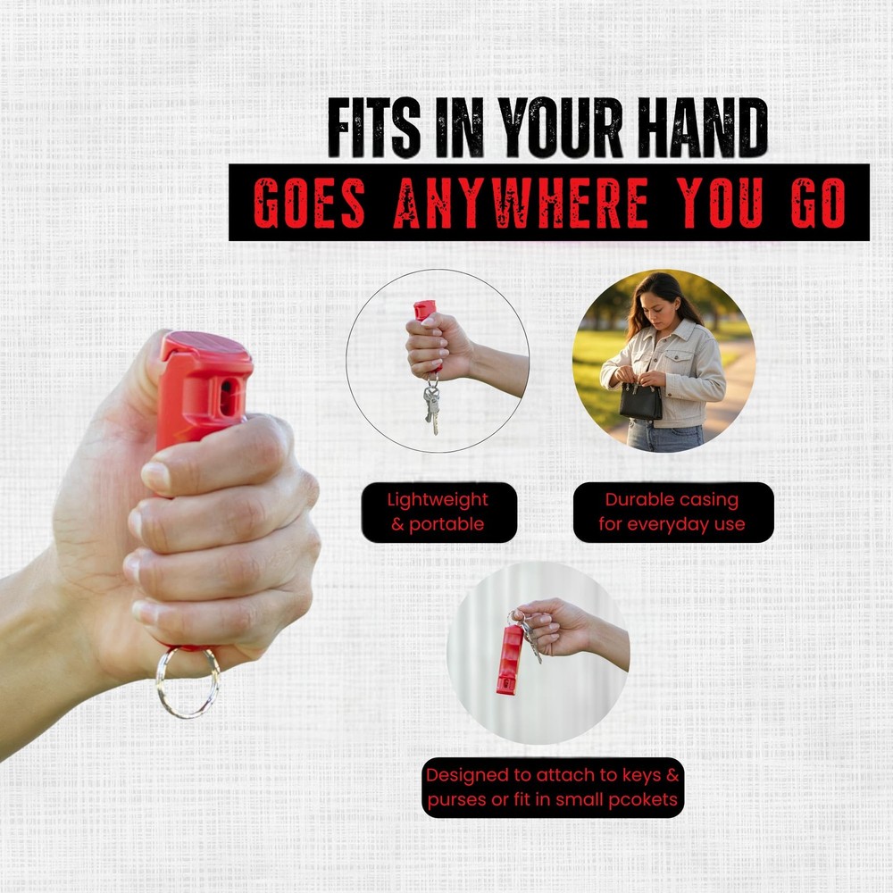 Small Red Pepper Spray Maximum Strength Keychain Personal Self Defense Tool