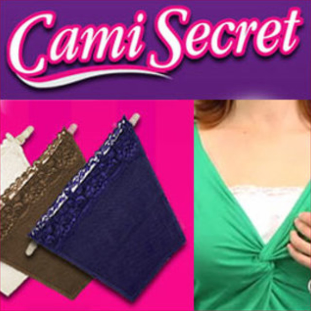 Cami Secret Set of 3 Clip-on Mock Camisoles, Navy, Ivory, Brown (As Seen on TV)