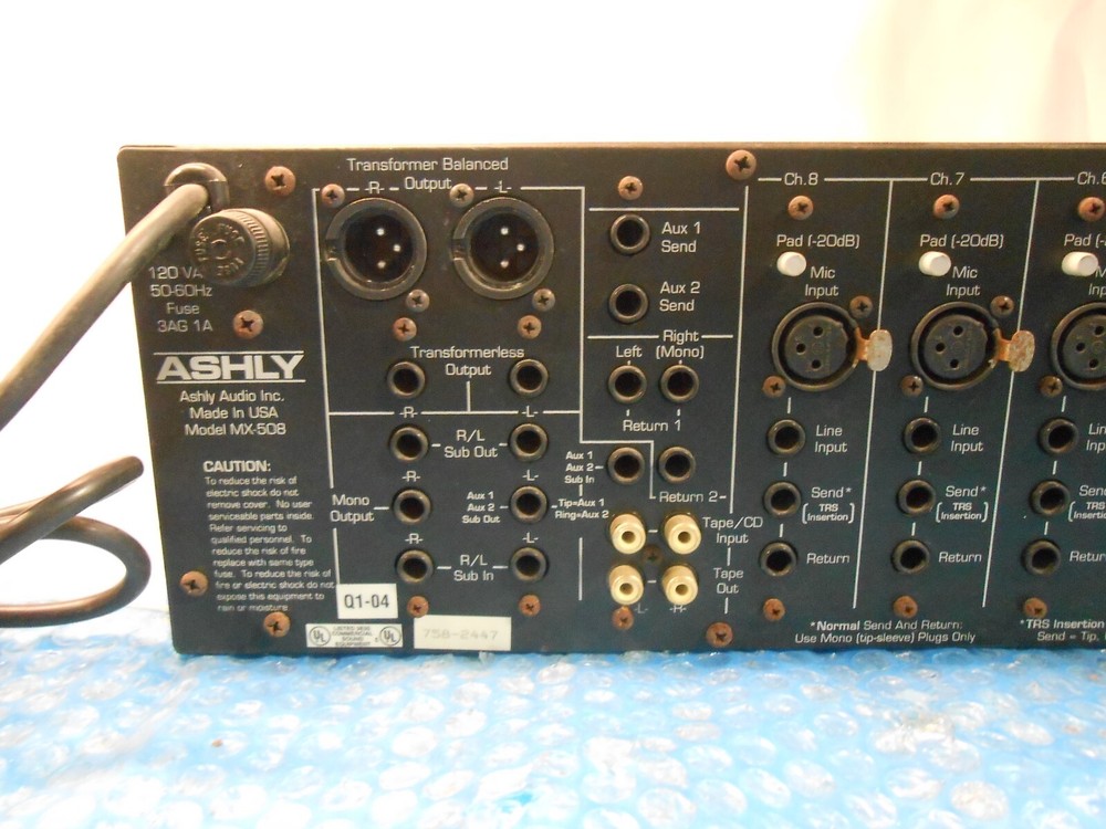 ASHLY MX-508 Eight Channel Stereo Mixer