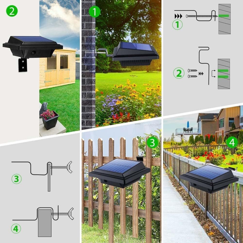 4Pcs 40LEDs Solar Light Sensor Lights for Gutter Fence Pathway Security Lamps