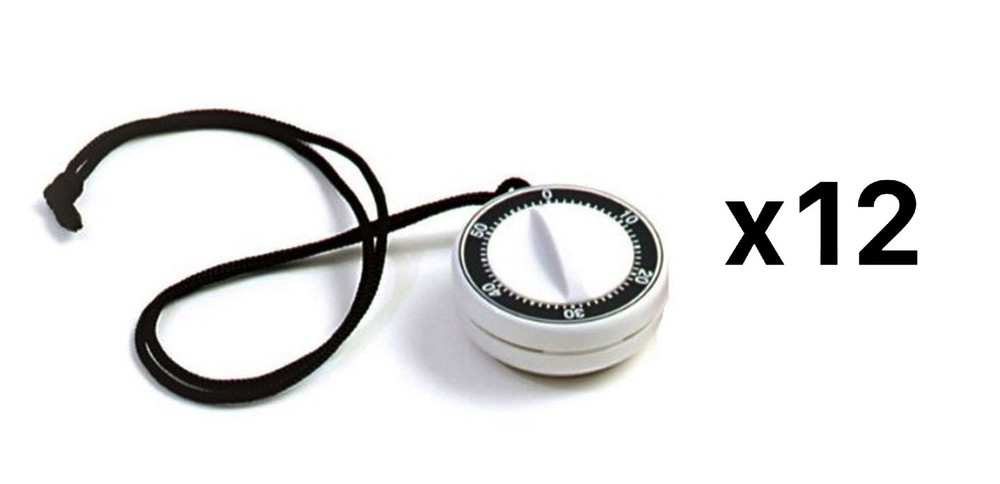 Norpro 60-Minute Plastic Timer on a Rope with Magnet on Back, White (12-Pack)