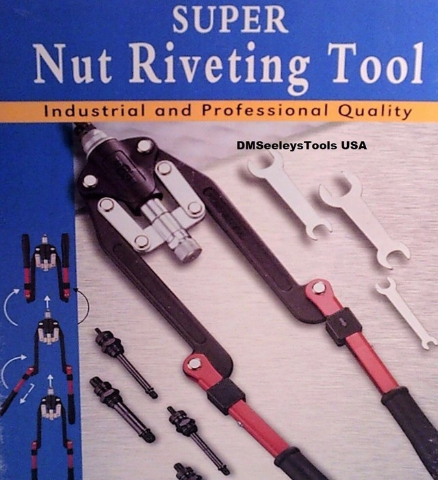 20" Long Arm Folding Handle Rivet Nut Tool Puller with Metric Mandrels