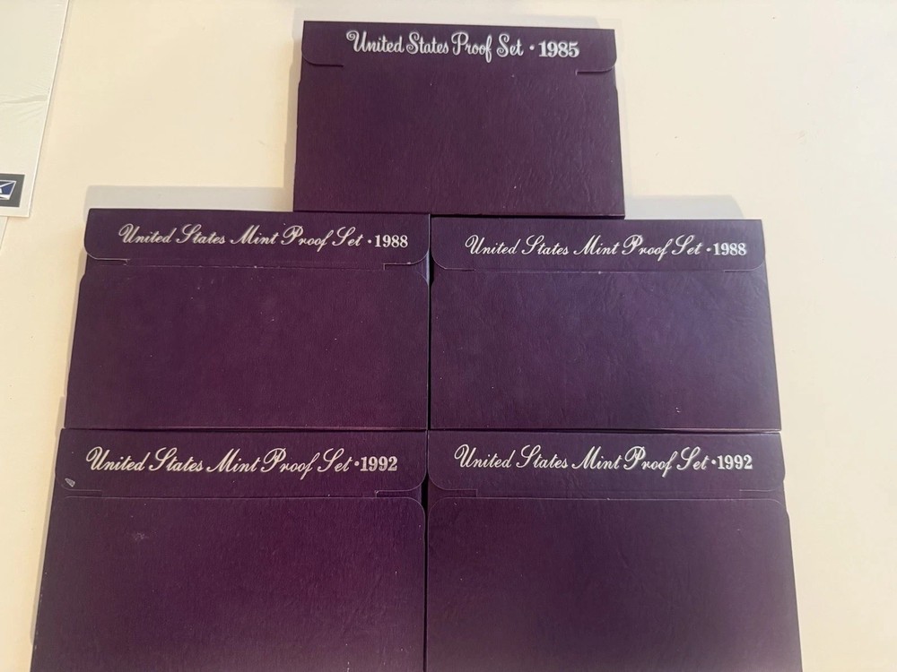 United States Mint Proof Sets 1985, 1988(2), 1992(2)