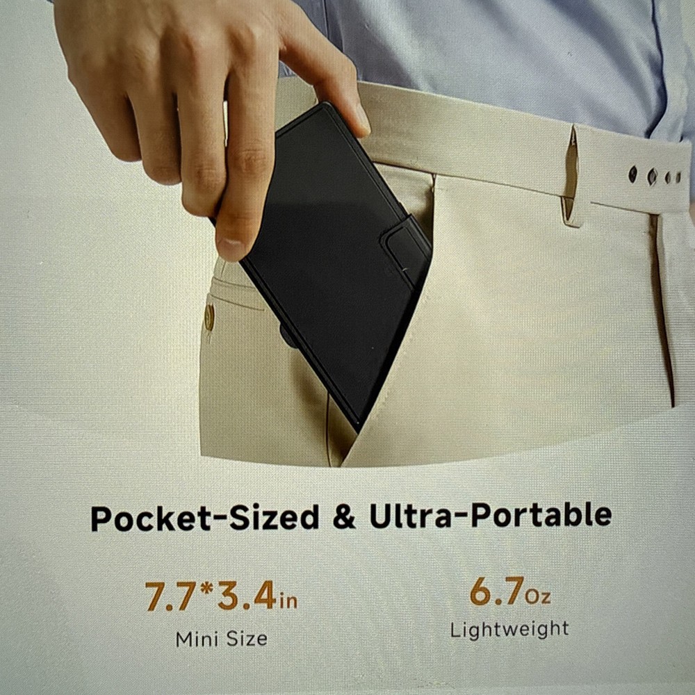 Ultra-Compact Keyboard & Mouse, Android/iOS, Dual-Bluetooth, Kickstand, Leather