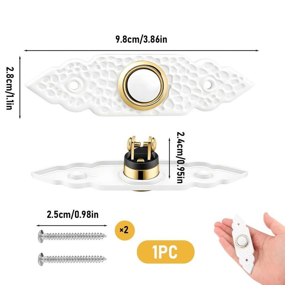 White Wired Doorbell Button Replacement with Reinforced Internal Components