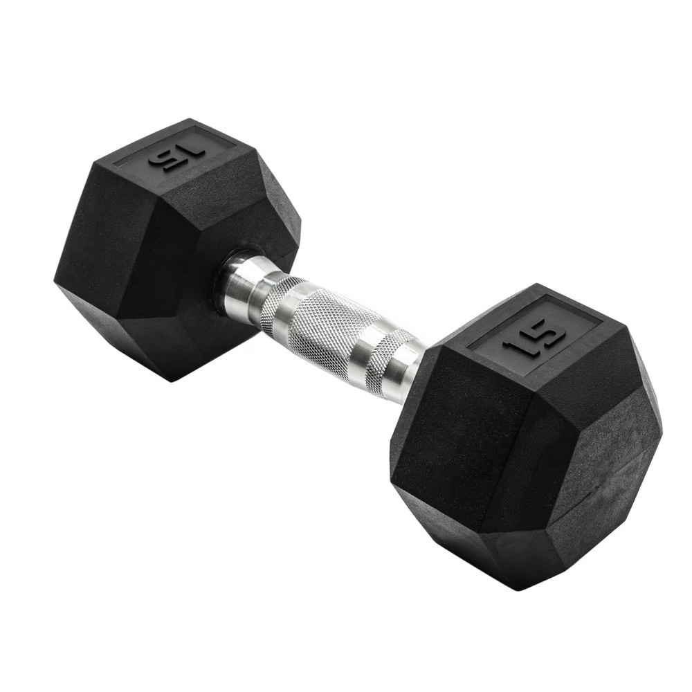 CAP Barbell, 15lb Rubber Hex Dumbbell, Single