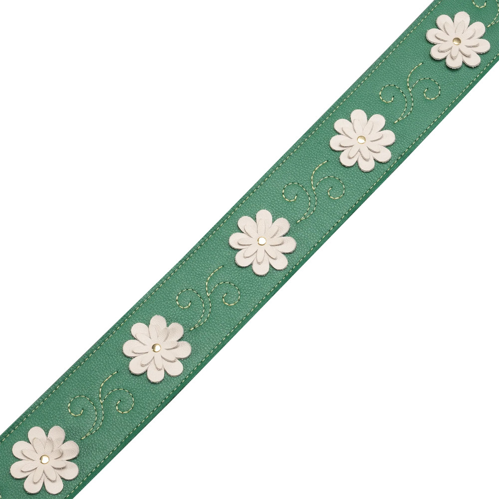 Levy's 2.5" In Bloom Leather Guitar Strap - Green