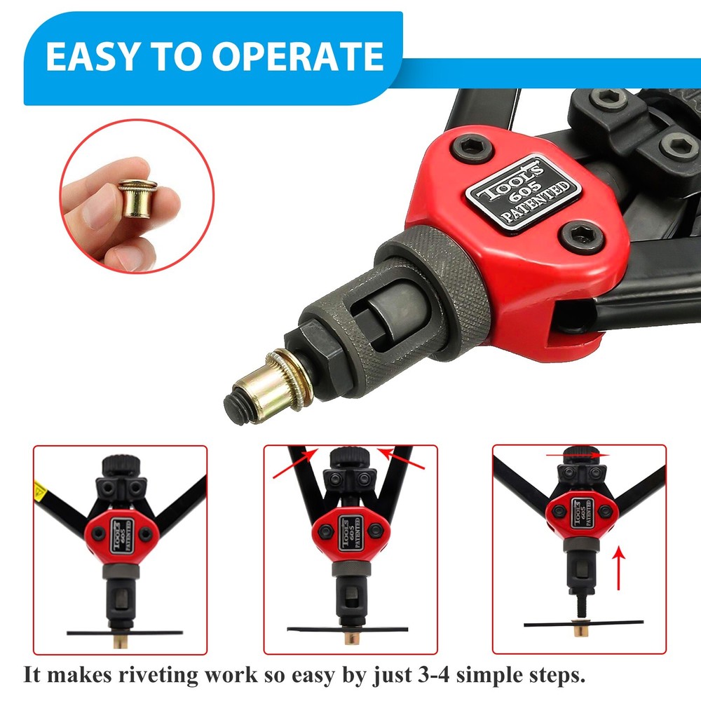 13'' Rivet Gun Kit Rivnut Thread Setting Tool Nut Setter NutSert Metric 60PC Nut
