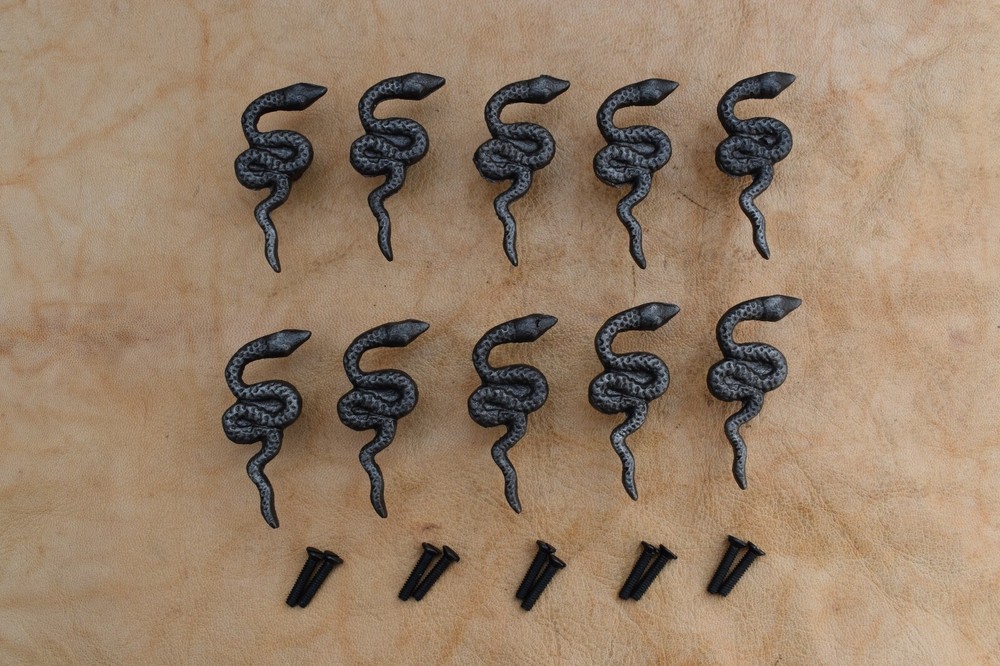 Vintage Cast Iron Knob Snake shape Drawer Cabinet handle cupboard knobs 10 pcs