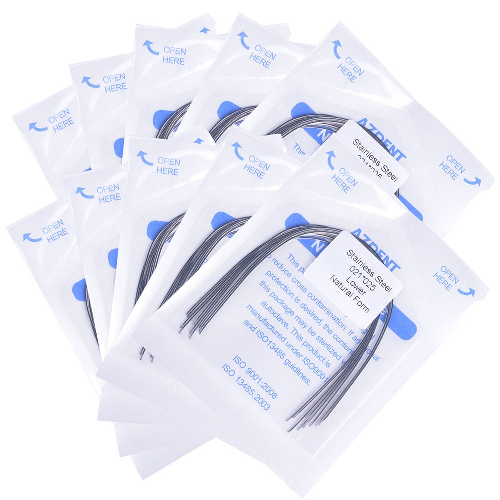 AZDENT Dental Orthodontic Arch Wires Stainless Rectangular Natural For Bracket