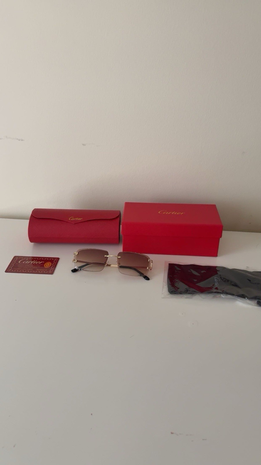 Cartier Big C Diamond Cut Brown Frameless Lens