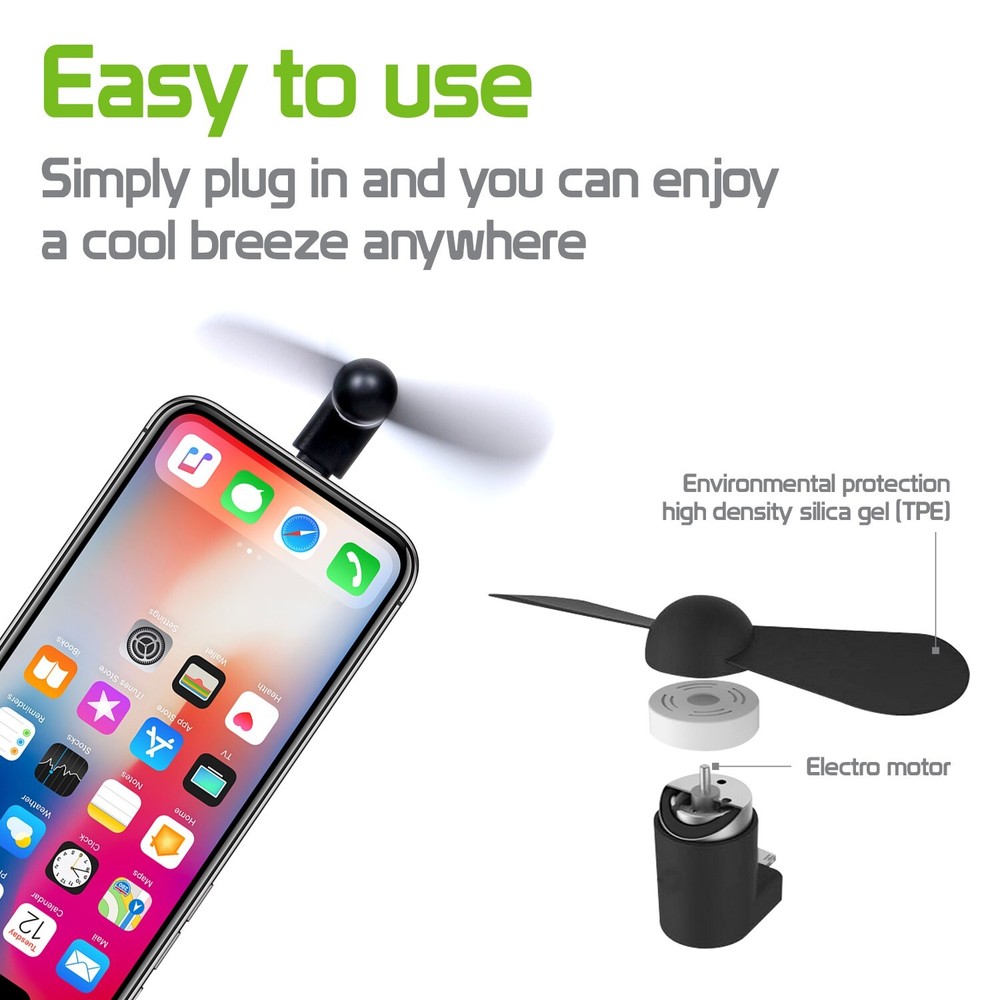 Mini Portable USB Fan Compatible with Apple iPhone 14 Pro Max Plus 13 Pro Max