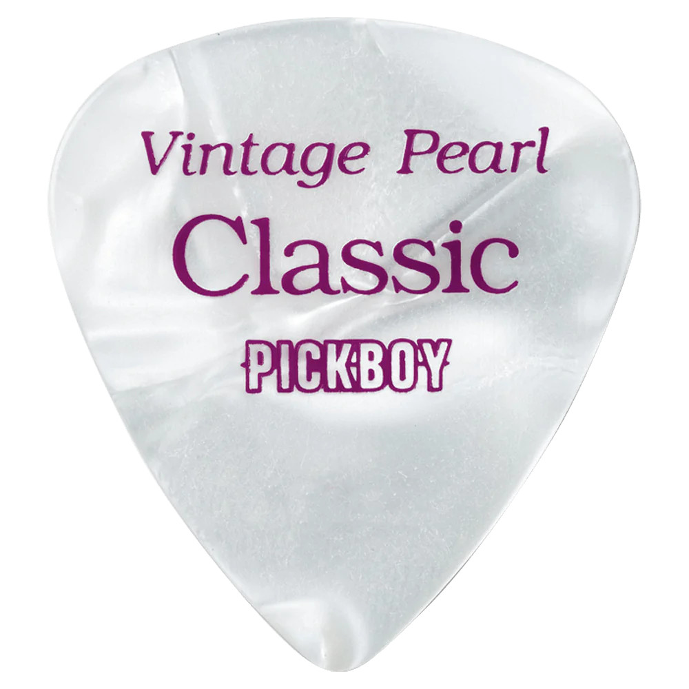 Pickboy Vintage Pick, Pearl, Cellulose, 10-pack PB14P