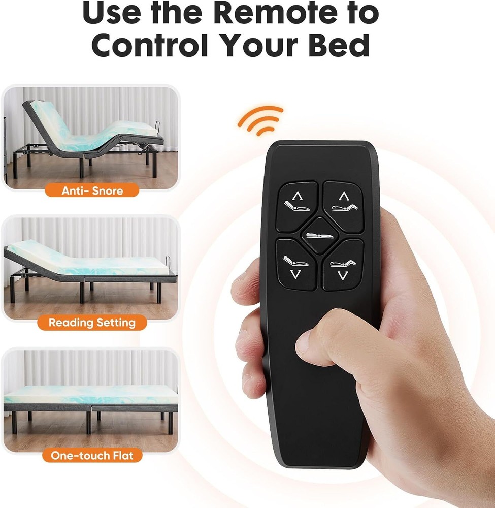 Full Queen Electric Adjustable Bed Frame Ergonomic Bed Base with Wireless Remote