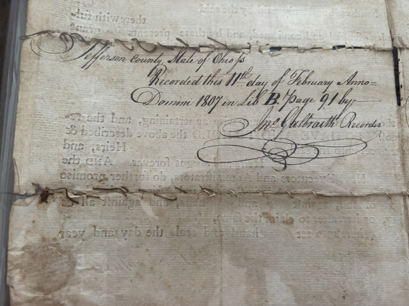 OHIO Document Indenture 1807 Jefferson County Steubenville Land Deed