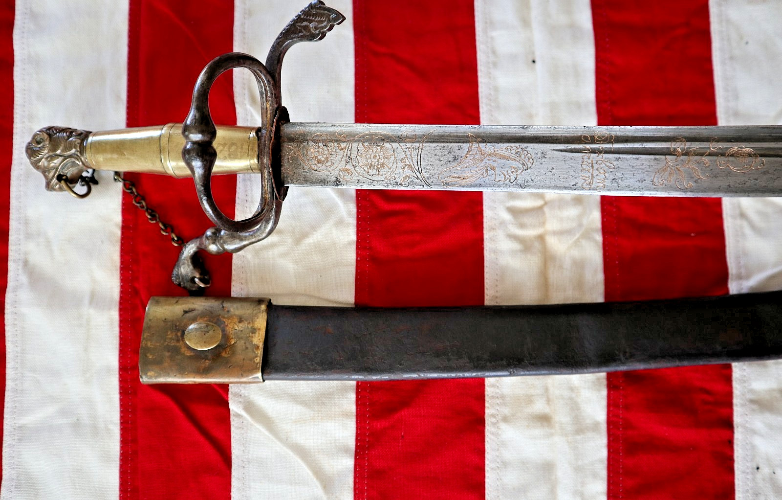 FRENCH INDIAN WAR REVOLUTIONARY WAR, GERMAN DOG HEAD SWORD CIRCA 1730-40