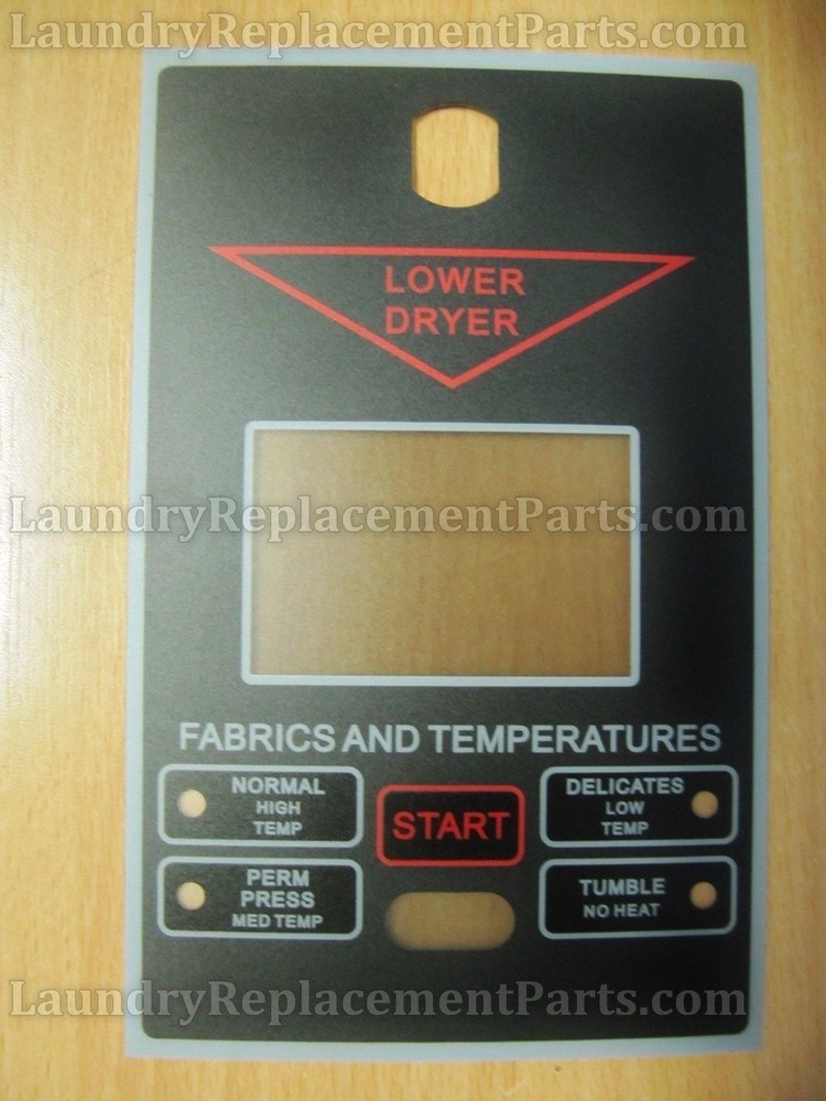 LOWER CONTROL PANEL OVERLAY for SPEEDQUEEN DRYER ALLIANCE #431234