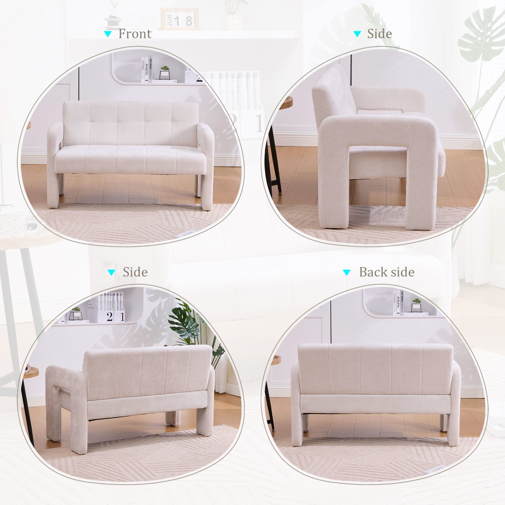 Nordic Modern Double Armchair Upholstered Compact Sofa Dual Armrests