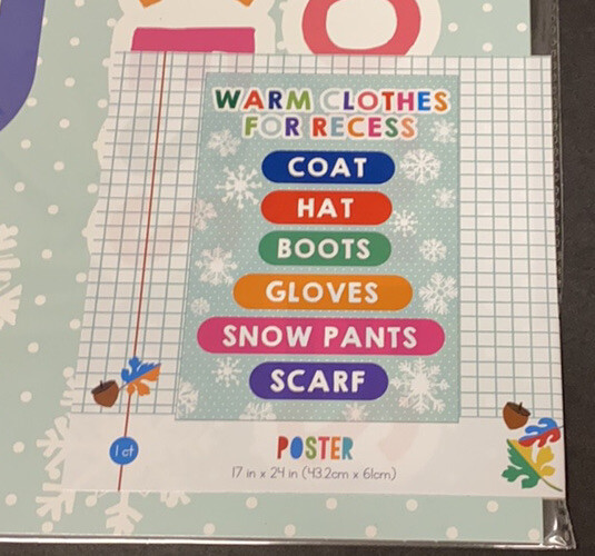 Poster (warm clothes for recess) 17"x24"
