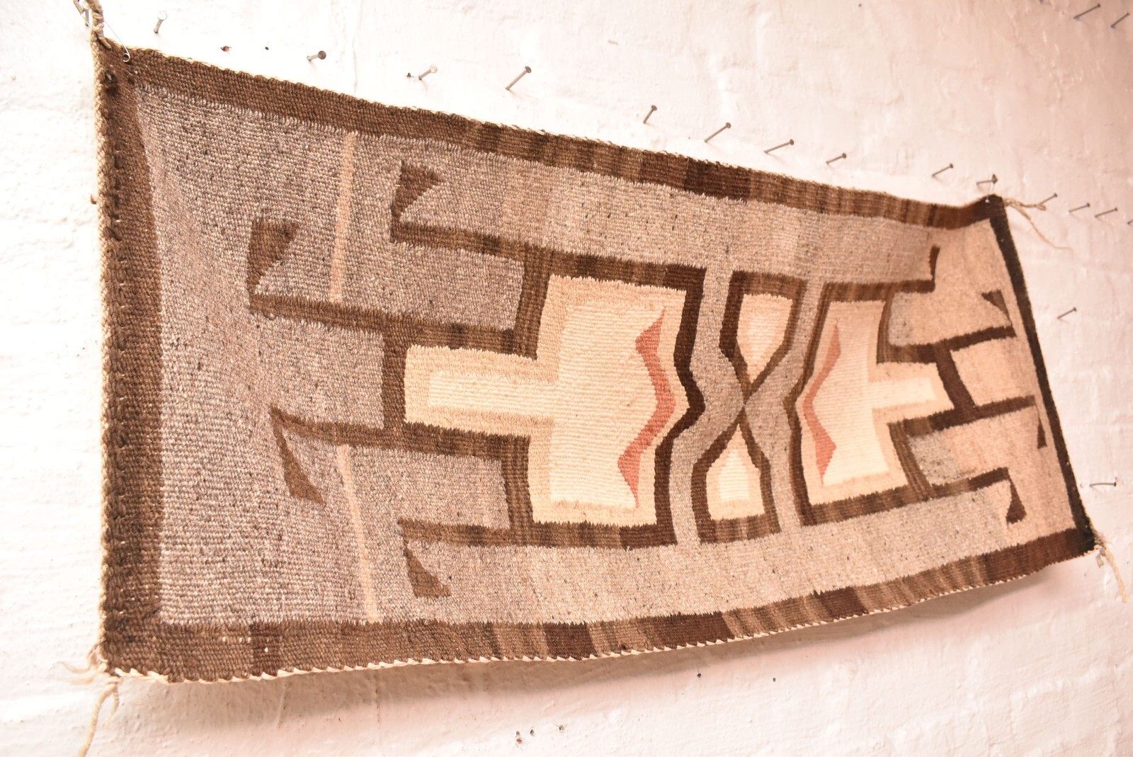 Antique Navajo Rug Native American Indian VTG klagetoh Weaving 39x16 Textile