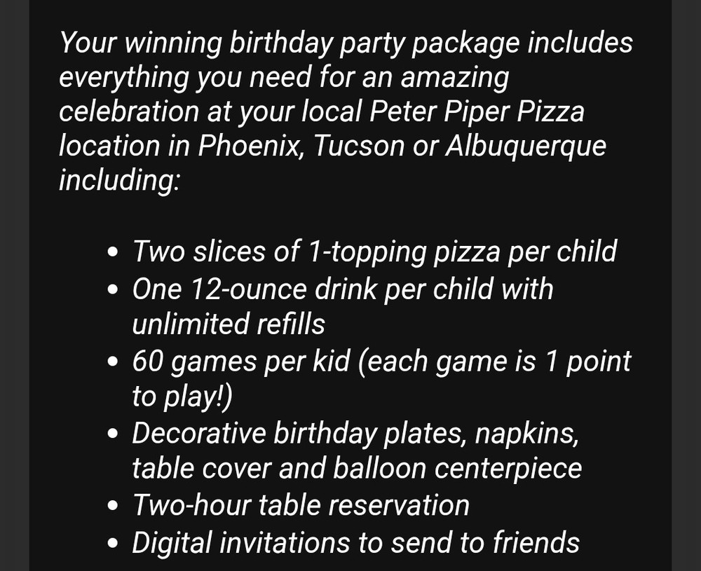 Peter Piper Pizza E-Gift Card $110